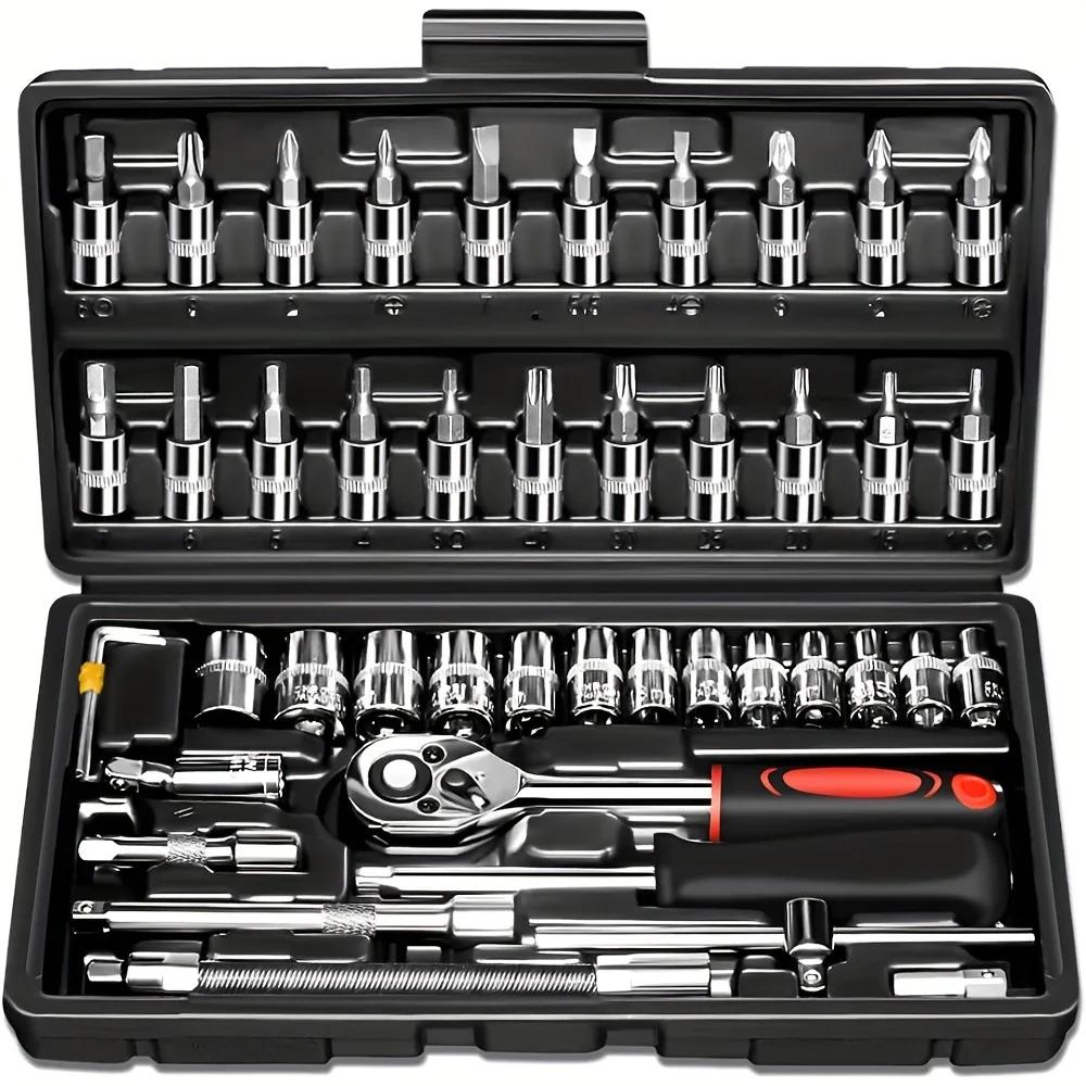 

216-Piece Professional Socket Set - 1/2 3/8 1/4 Drive SAE & Metric, 72-Tooth Ratchet for Automotive & Home Repair