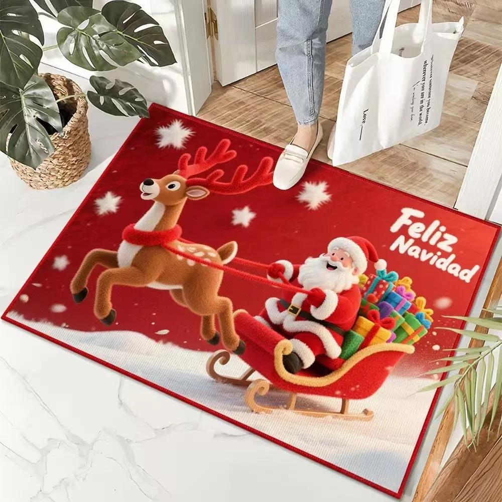 Frohe Weihnachten Weihnachtsmann Zwerg Teppich Party Wohnzimmer Sofa Schlafzimmer Bettseite Arbeitszimmer Eingangstür Teppich Rutschfeste Deko-Matte