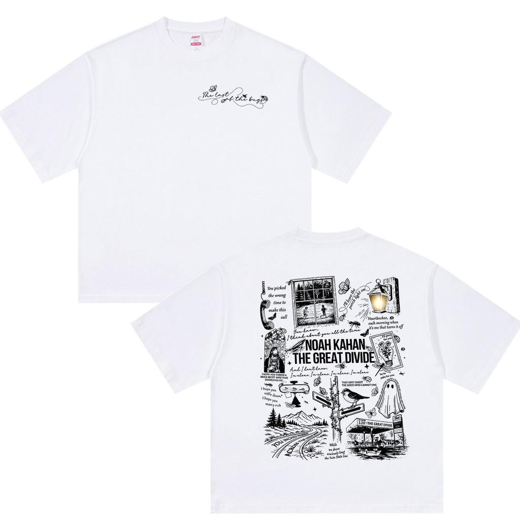 Noah Kahan The Great Divide Tour 2026 Double Sided Print Tee Shirts Unisexs Casual Fashion Cotton Short Sleeve Tshirt Streetwear