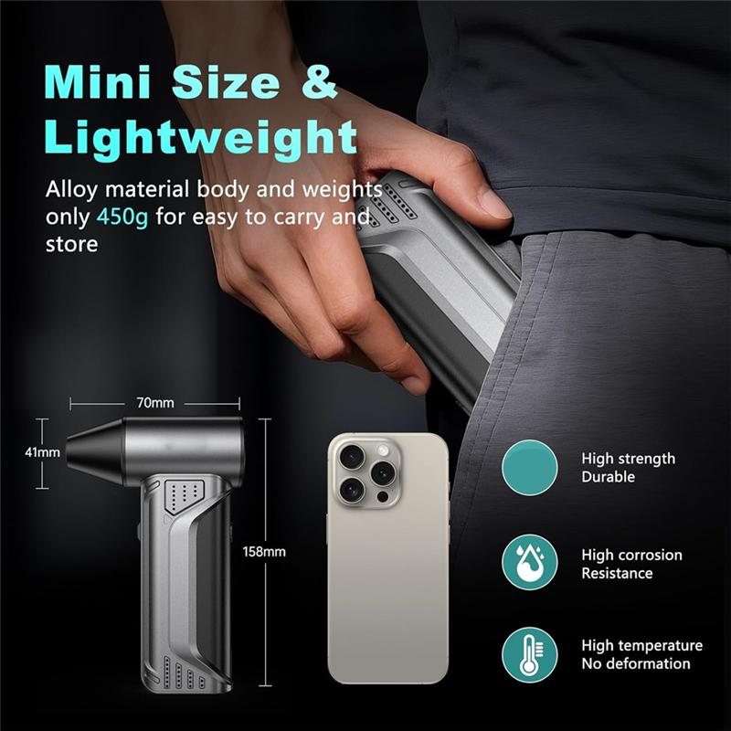 Compressed Air Duster With 3 Gears Adjustable, 180000RPM, Rechargeable 10000Mah Battery For Keyboard/PC/Car/Outdoor