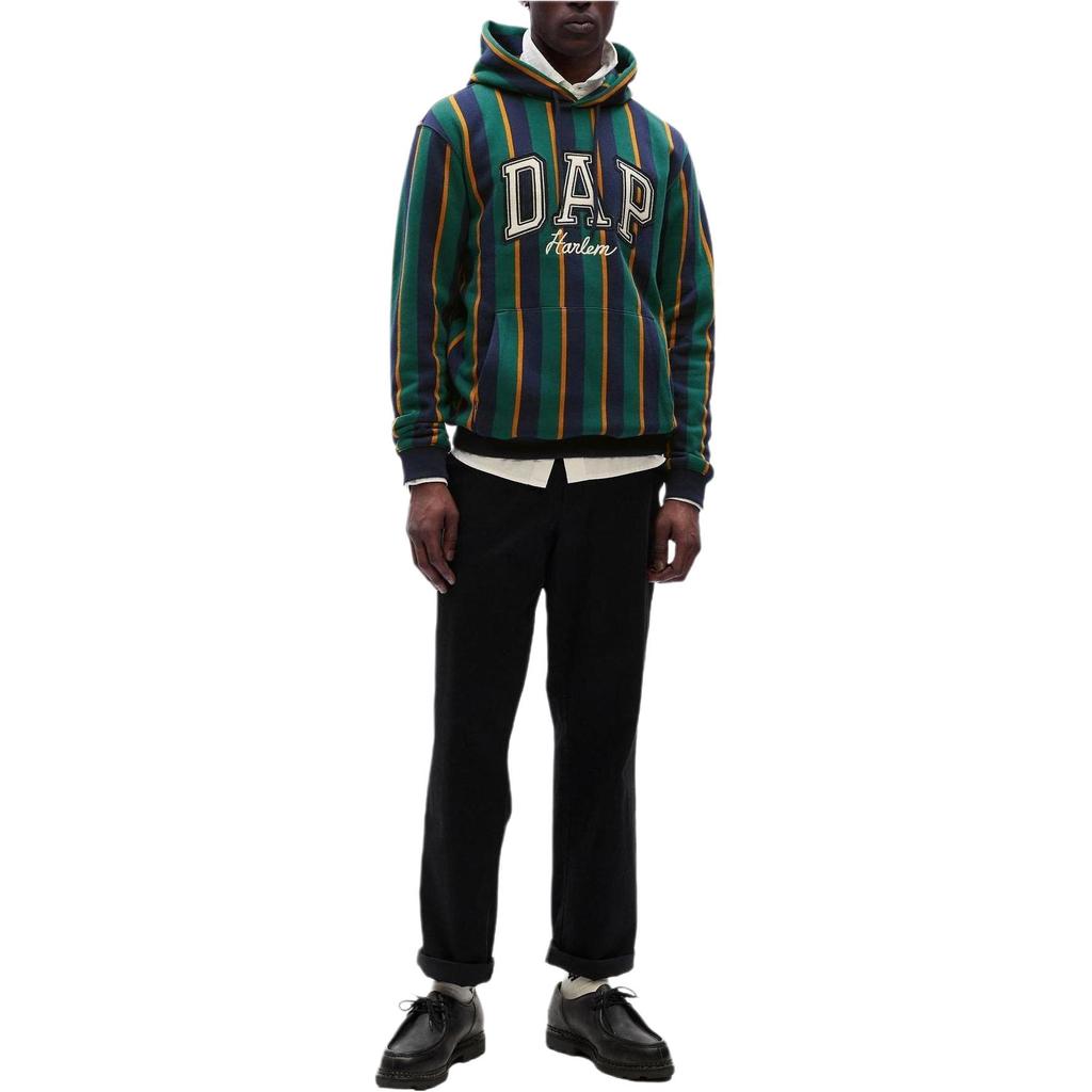 Gap Felpa con cappuccio a righe con logo a lettere, Felpa unisex, Collaborazione X Dapper Dan FW23 838149-1