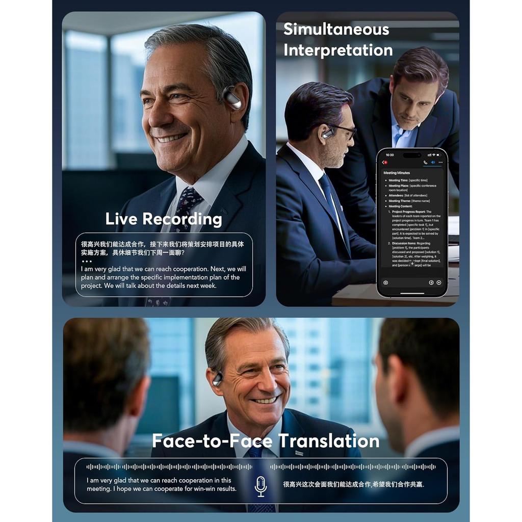 Translation Earbuds Real Time AI 144 Language Translator Earphones Audifonos Traductores Inglés Español 3-in-1 Translating Device For Travel Learning