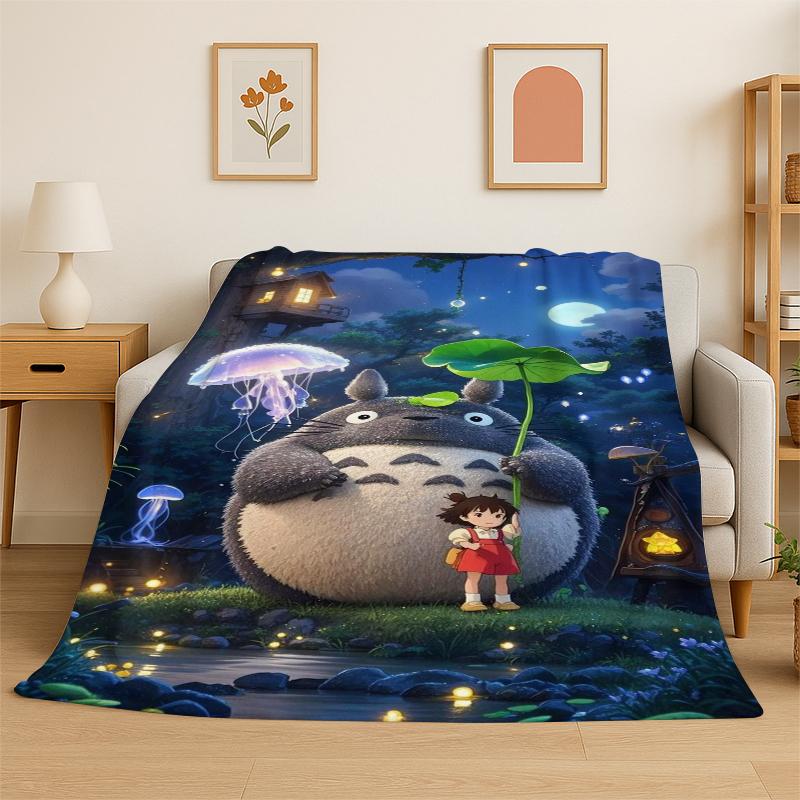 Klassische T-Totoro Cartoon Niedliche Flanelldecke Weiche Warme Überwurfdecke für Schlafzimmer Wohnzimmer Bett Reisen Camping Picknick Kind