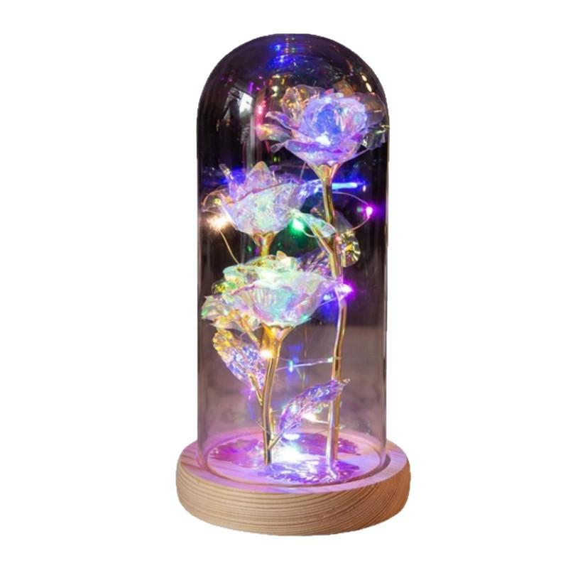 

Acrylic Cover Rose Lamp Everlasting Foil Flower Gift Led Light Rose Bouquet Sturdy Eternal Rose Led Light For Valentine S Day