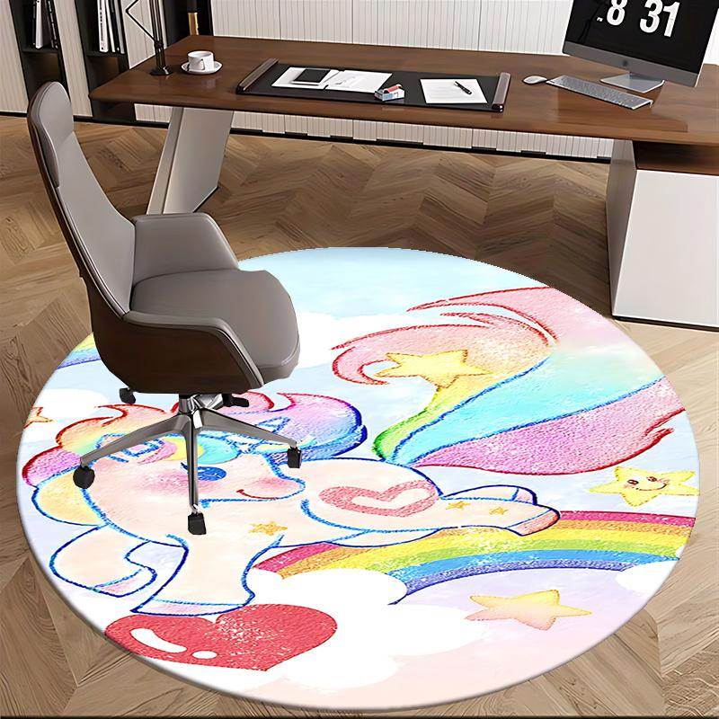 Rainbow Unicorn Chair Mat - Round Carpet for Home Decor, Office Use, Gift Idea - Suitable for Bedroom