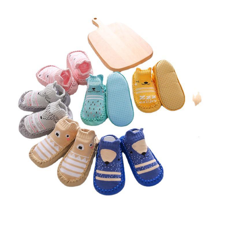 Fox Style Non-Slip Leather-Soled Toddler Floor Socks - Soft Baby Cartoon Shoe Socks