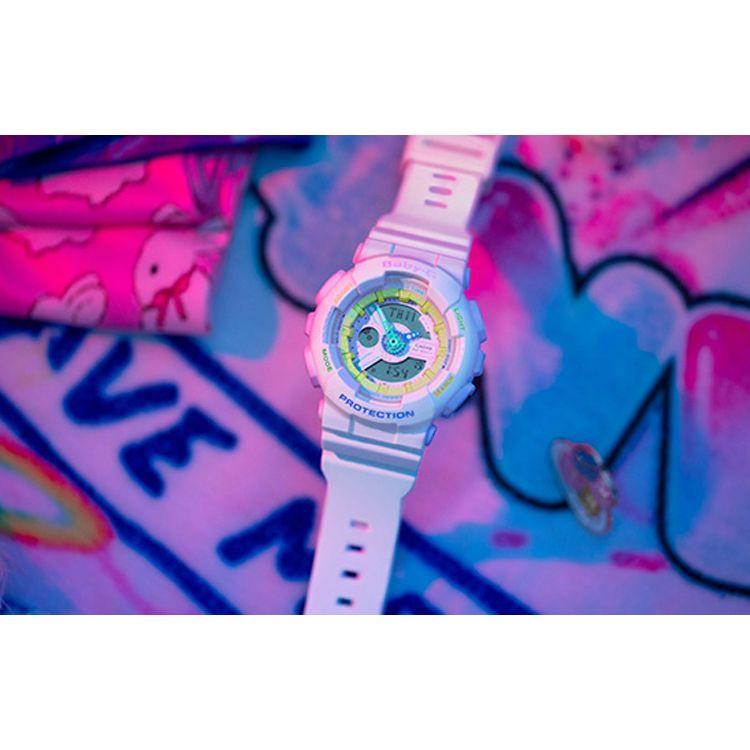 Casio Baby-G Waterproof Sports Ice Cream Macaron Decorative Style Color Trend Fashion Quartz Movement Resin Strap Watch Women watches Pink BA-110TM-7A
