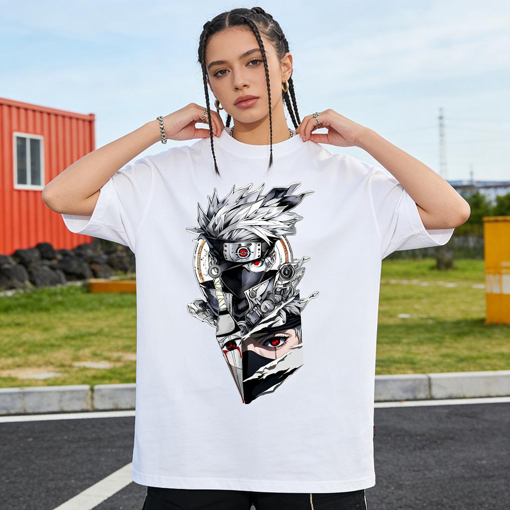New Summer Arrival Naruto Shippuden Kakashi Hatake Printed Pure Cotton Tshirt Unisex Casual Loosefit And Stylish