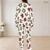 Women Plus Size White Floral Printed Round Neck Long Sleeve Top And Pants Set