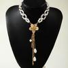 Accessories, alloy flower fringed exaggerated necklace, vintage temperament pearl necklace