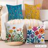 Spring Flowers Cushion Cover Natural Linen Organic Fabric DoubleSided Printing Sofa Home Decor Gift Pillow Cover