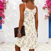 Women Plus Size Criss Cross Cutout Halter Neck Sleeveless Floral Printed Fitted Curved Hem Dress