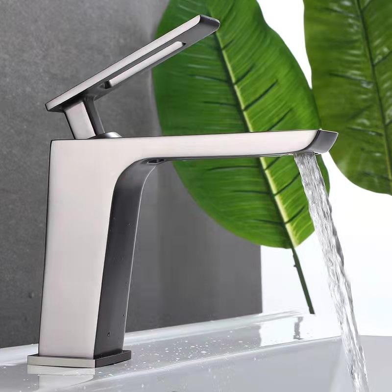 Basin Faucet Nordic Art Hot Cold Mixer Taps Hollow Design Deck Mount Bathroom Sink Faucets Single Handle