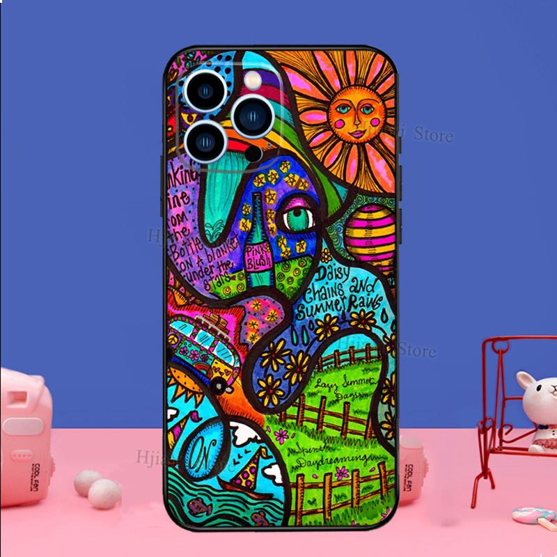 Hippy Hippie Psychedelic Art Case For iPhone 16 15 13 11 14 Pro Max 12 Mini Plus XR X XS Max Silicone Phone Cover