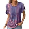 Sommer-Damen-T-Shirt, lässig, bequem, ethnischer Wind, kurzärmelig, bedrucktes T-Shirt
