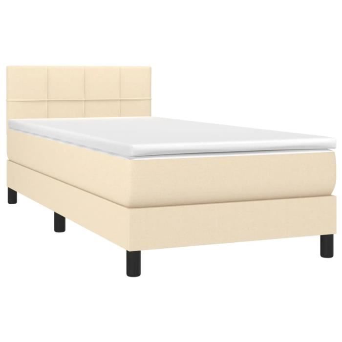 3140030 vidaXL Lit à sommier tapissier avec matelas Crème 90x200 cm Tissu