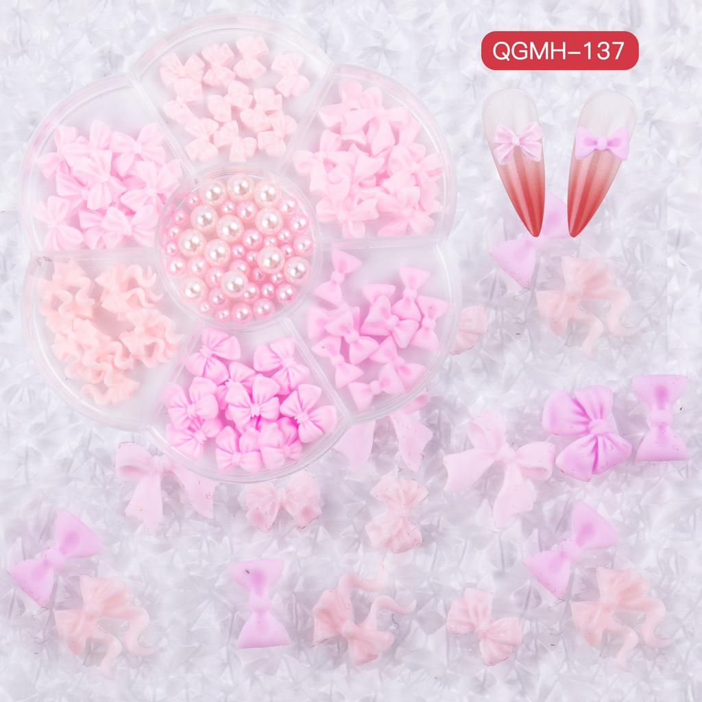 Christmas Velvet Red White Resin Bow New Year'S Nail Art Jewelry Mixed Set Accessories