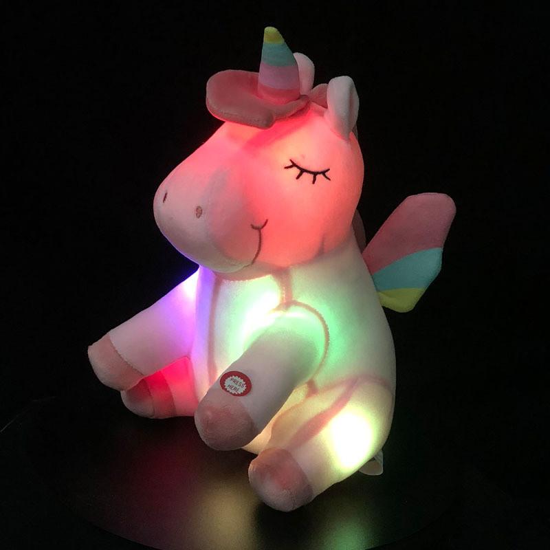 Light Led Rainbow Unicorn Fur Toy Cute Cartoon Girl Children Birthday Gifts