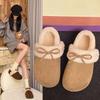 Women's Lightweight Comfortable Non-slip Heightening Winter Warm Plush Lining Non-slip Wearable Casual Stirrup Foot Cotton Slippers