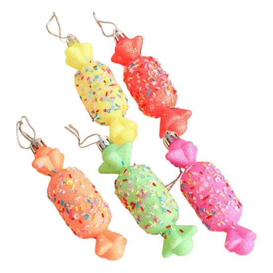 5 Pcs Christmas Candy Ornaments Plastic Candy Cane Christmas Tree Hanging Decor for Xmas Birthday Party Wedding Supplies