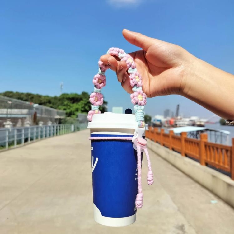 Outdoor Water Bottles Handle Handwovens Flower Cord Drink Bottle Carriers Strap