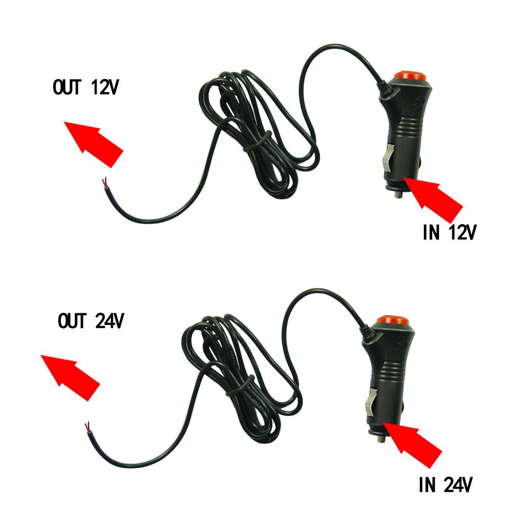 Adattatore Cavo Spina di Alimentazione Presa Universale per Moto Camion Auto Maschio Accendisigari con Pulsante Interruttore Integrato 12V-24V 5A