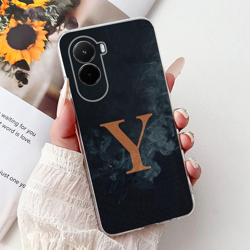 For Xiaomi Poco M7 4G Case Cover Transparent Aesthetic A-Z Letters Fashion Flowers Crown Soft Bumper Casing