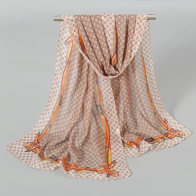 Spring and autumn new chiffon silk scarf, quality printing popular peacock silk scarf scarf source
