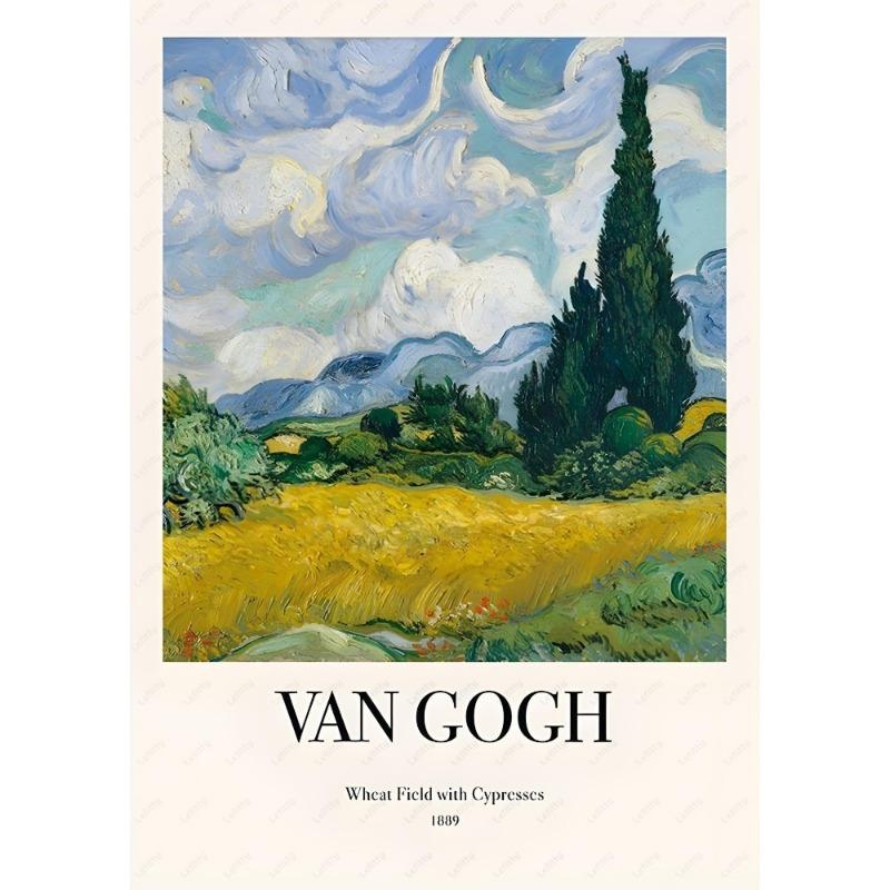 Van Gogh Oil Art Wildflower Starry Sunflower Poster Sticky Wall Art Printing Waterproof Home Living Bed Room Bar Aesthetic Decor