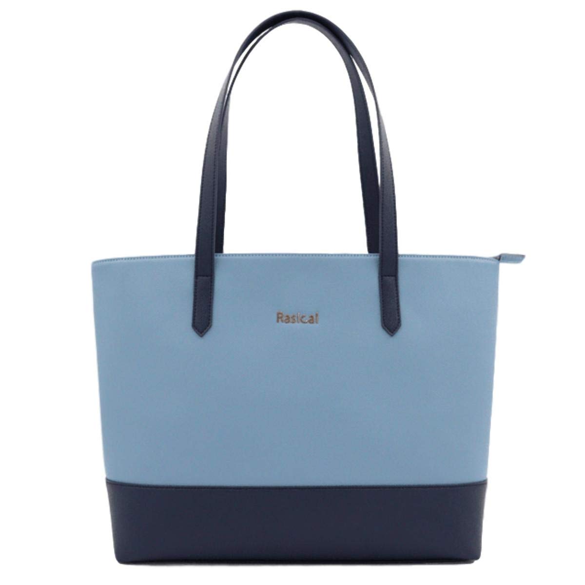 

and convenient business tote bag with carabiner blue navy exterior with sky blue [Rasical] Lightweight, luxurious, Ricalma (sky & lining)