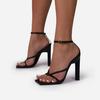 2022 Plus Size Chunky Heel Women's Square Toe One-Strap Sandals