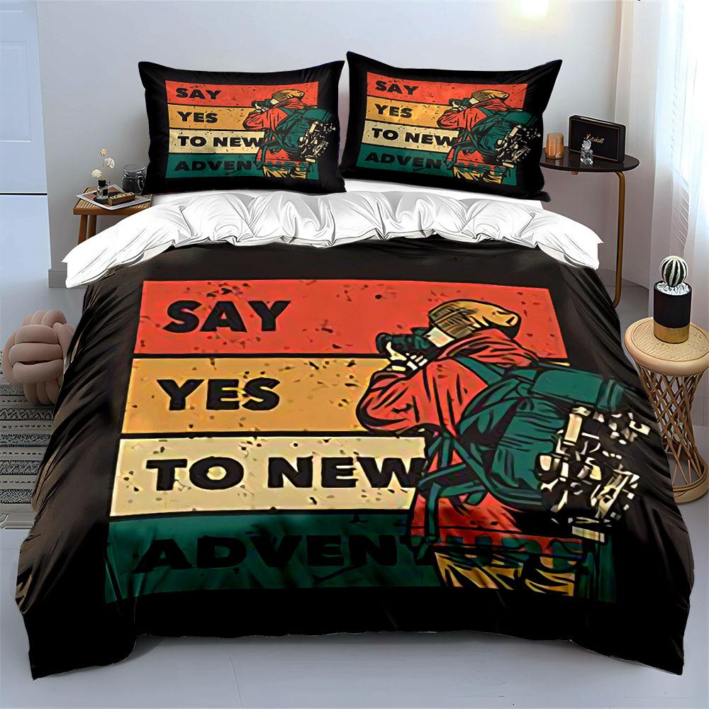 Say Yes to New Adventures Bedding Duvet Cover Set Duvet Cover Pillowcases (1*Duvet Cover 2*Pillowcases, without duvet insert)