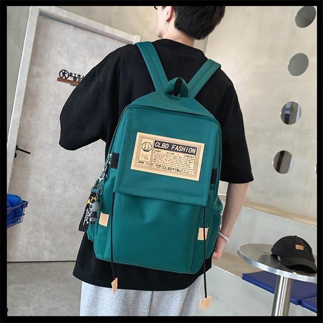 Backpack Pattern Letter Stylish Street Style Men Nylon High Schoolbag Capacity