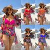 2024 European & American Sexy Long Sleeve Three-Piece Bikini Cover-Up Swimsuit for Women