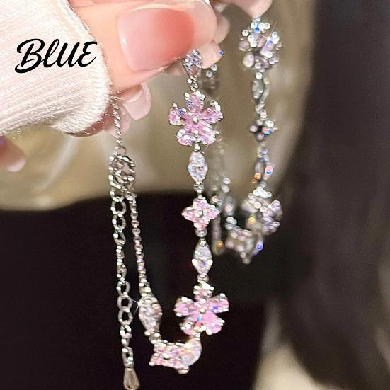 Non-fading Bracelet Women Shiny Rhinestones Inlaid Flower Comfortable Wear Shape