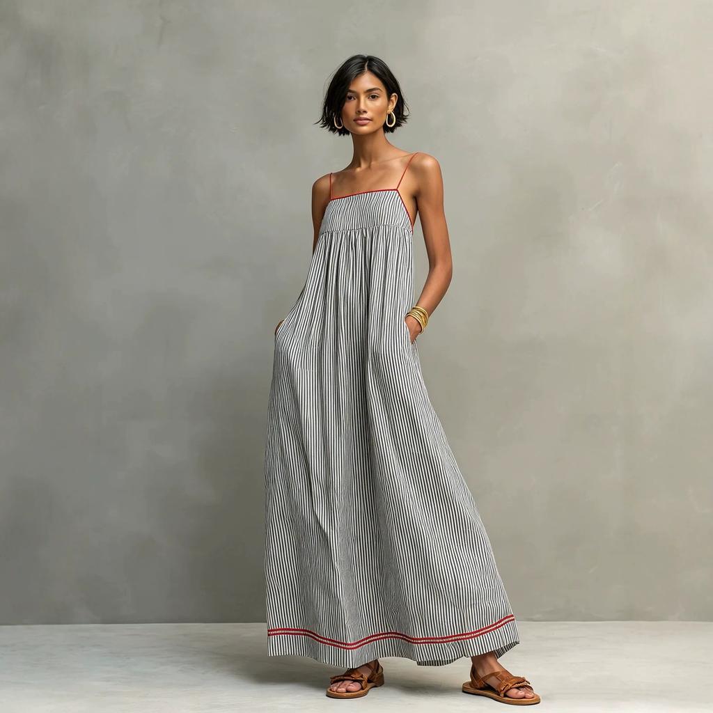 2026 European and American summer fashion casual suspender sleeveless long dress women's clothing