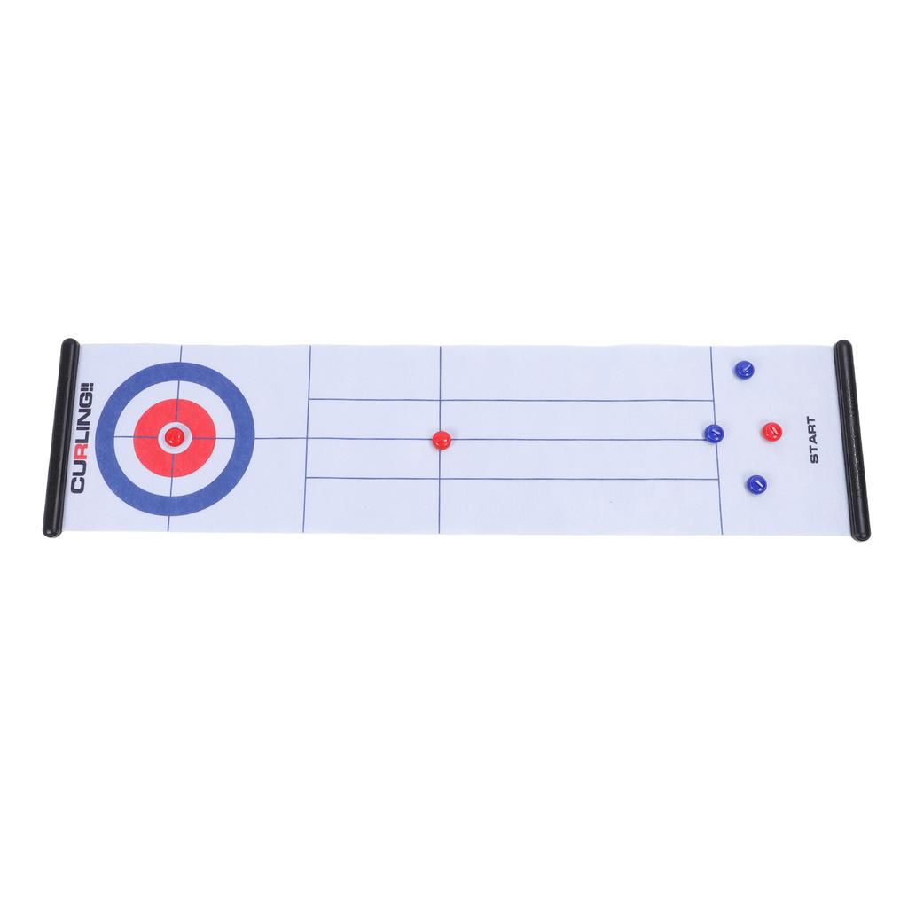 Tabletop Curling Game Interactive Large Mat Compact Roll Up Curling Family Game for Home Outdoor Fun