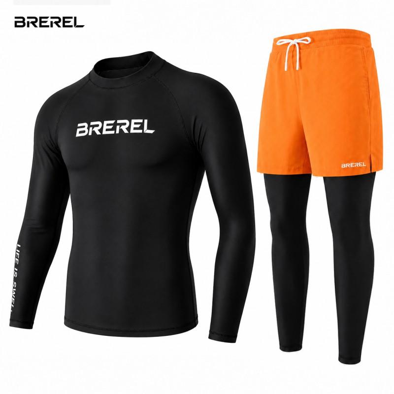 Heren UV-Bescherming Rash Guard Set Lange Mouw Zwemshirt Sneldrogende Boardshorts Snorkelen Surfen Kajakken
