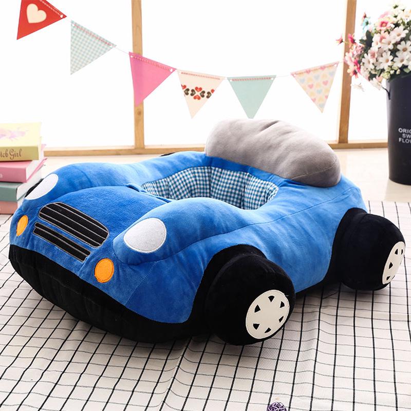 Children's Cartoon Car Plush Sofa Chair - Anti-Fall Learning Seat & Toy for Birthday Gift