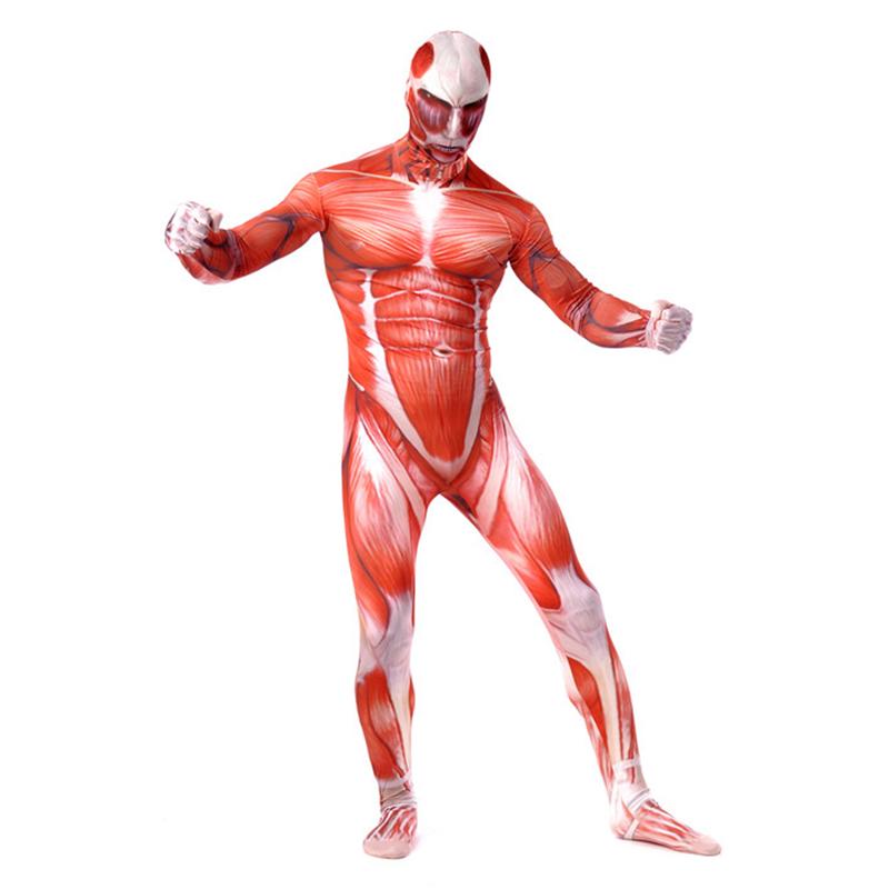 Body Full Halloween Suit Attack On Titan Skeleton Muscle Lycra Spandex Zentai
