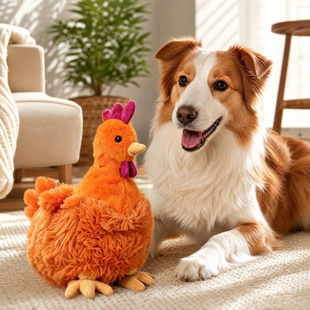 Theft Cottonstuffed Realistic Chickenshaped Interactive Squeaky Toy for Pet , Resistant and Scentoriented , Providing Companionship and Comfort