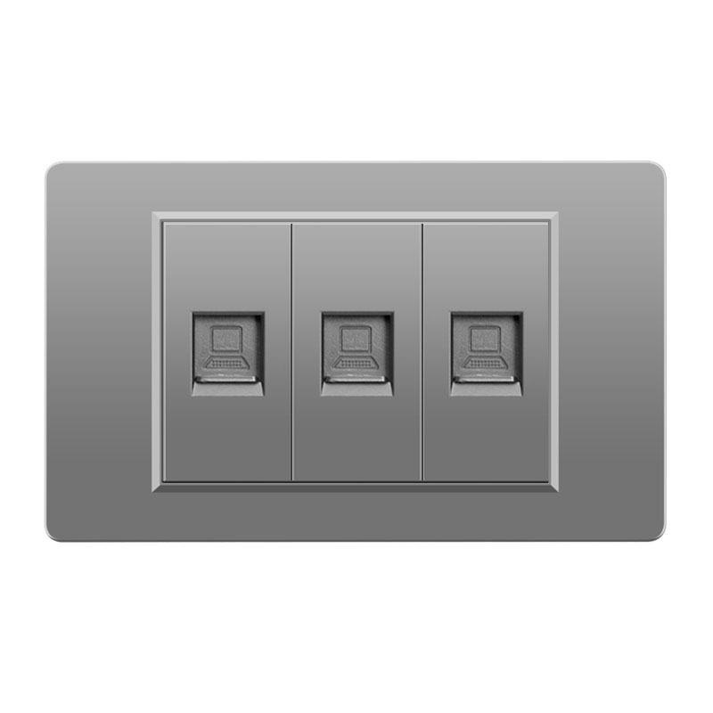 118 Type Switch Six-Hole Gray Wall Socket with Type-C 20W, Thai Style & PC Panel, Taiwan Socket