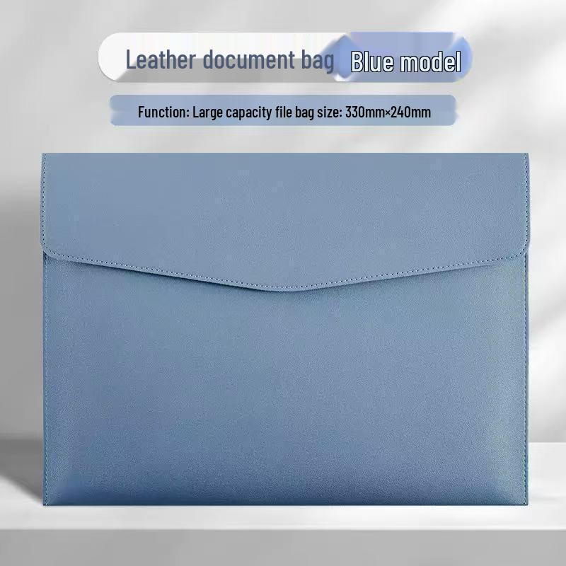 A4 Leder Dokumentenmappe mit Druckknopfverschluss - Business Aktentasche für Büro, Verträge und Belege.