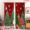 2pcs 2D Flat Printing Merry Christmas Curtains Christmas Day Digital Printed Polyester Drapes Festive Curtains for Holiday