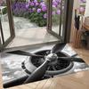 Aviation Inspired Jet Engine Propeller Floor Mat, Non-Slip Rectangular Large Area Rug, Decorative Carpet for Living Room Bath