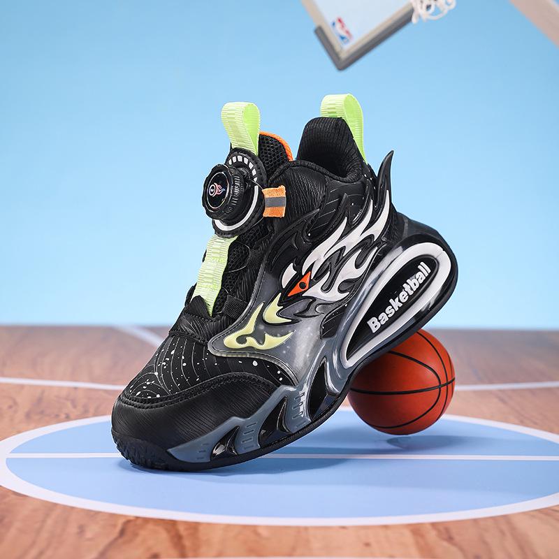 2025 Autumn/Winter Trendy Boys' Leather Basketball Shoes - Durable, Non-Slip, Soft Sole for Kids