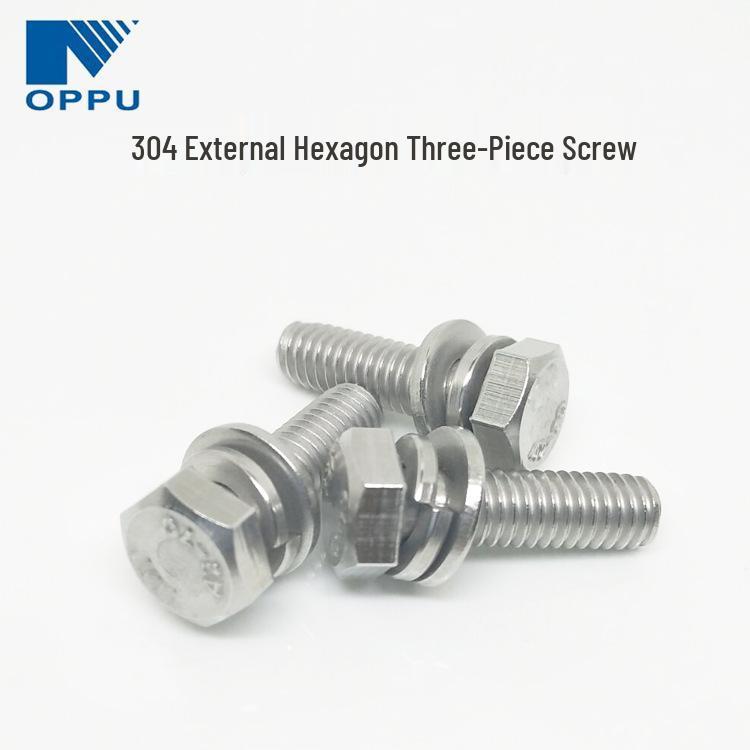 304 Stainless Steel Hex Head Bolt with Flat and Spring Washer Combination