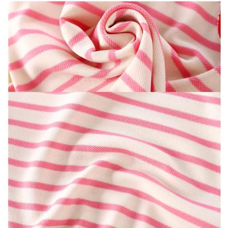 Children's Dress Girls' Summer Korean Edition Striped Strawberry Lapel Casual Dresses