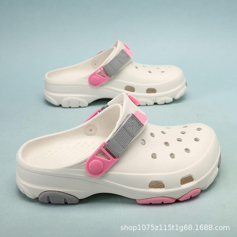 

Новые мужские дырчатые туфли модные нескользящие и износостойкие на толстой подошве повседневные пляжные крутые шлепанцы 39-40 розовый