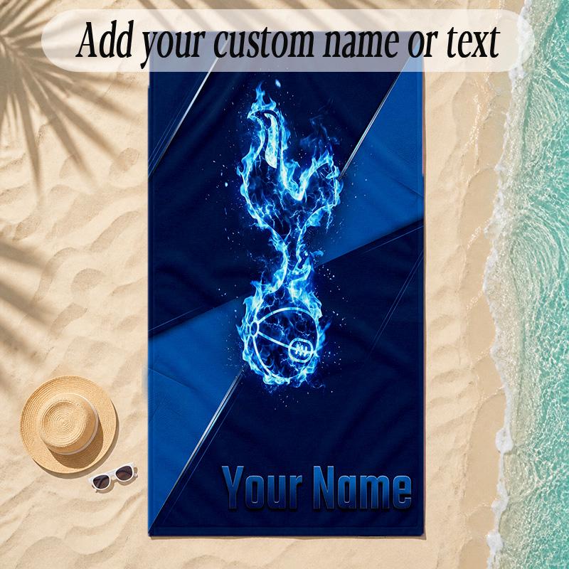Beach TowelTottenham Hotspur FC Custom Name Text Personalized Soft Towel for Beach Pool Indoor Home Decor Gift